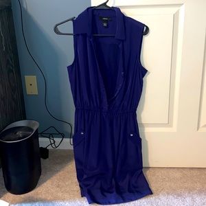 Royal blue sleeveless dress with collar